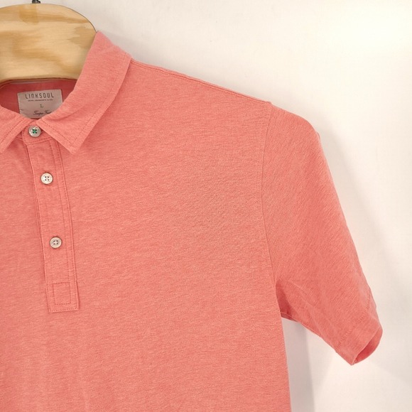 Linksoul Shirt Mens Large Pink Polo Tempus Fugit Casual Cotton Polyester Comfort - Picture 3 of 10